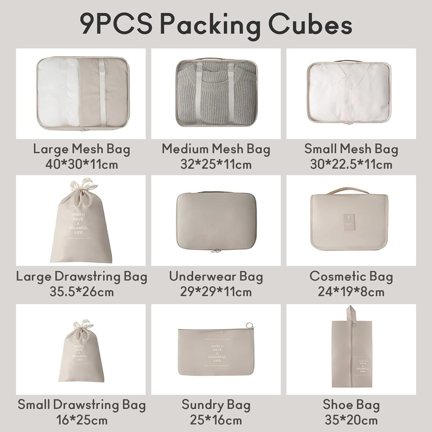 Heyork Kofferorganizer Kofferorganizer 9-teilig Packing Cubes Wasserdichte für Reise Urlaub
